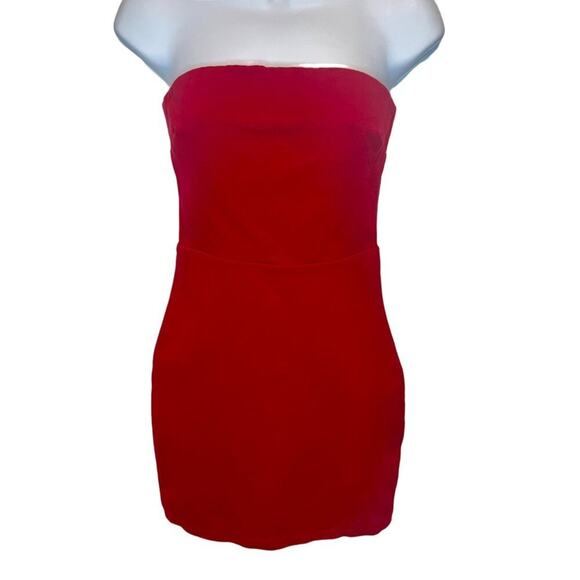 Tobi Strapless Bodycon Dress, Red, S - Picture 1 of 8